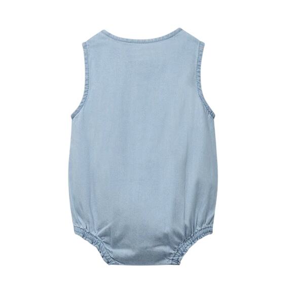 Wynken Co. Girls Chambray Denim Sleeveless Romper Bodysuit, Size 2Y - Picture 2 of 5